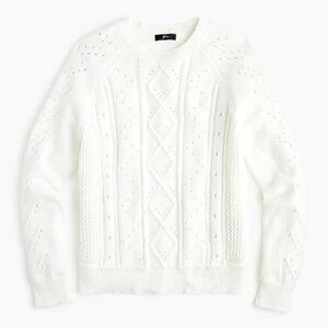J. Crew Crewneck Cable Pointelle Cotton Sweater Size XS